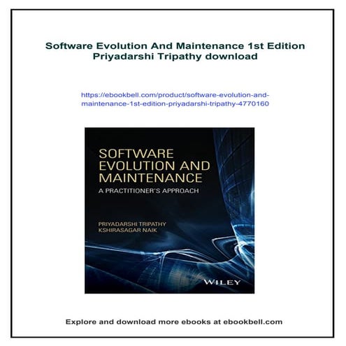 Software Evolution And Maintenance 1st Edition Priyadarshi Tripathy
