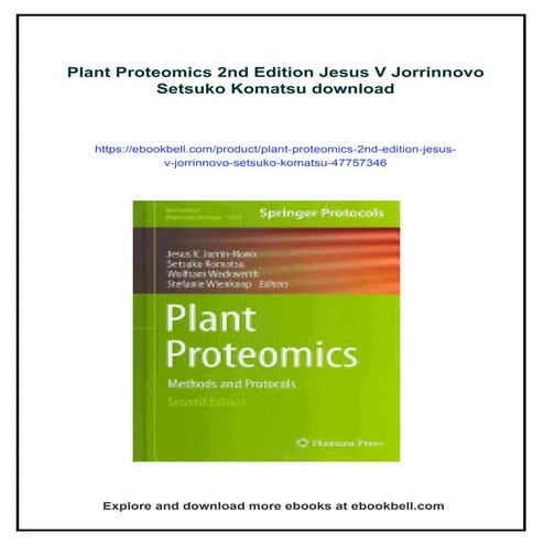 Plant Proteomics 2nd Edition Jesus V Jorrinnovo Setsuko Komatsu | PDF