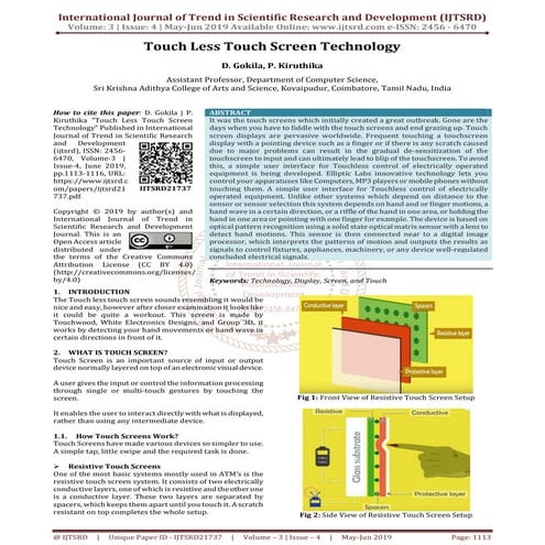 Touch Less Touch Screen Technology