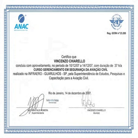 2007 Certificado AVSEC ANAC | PDF