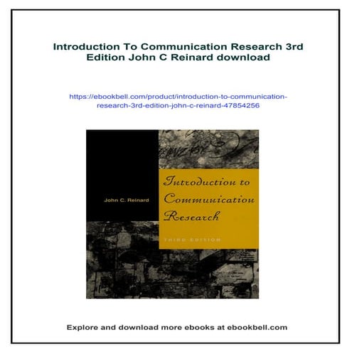 Introduction To Communication Research 3rd Edition John C Reinard
