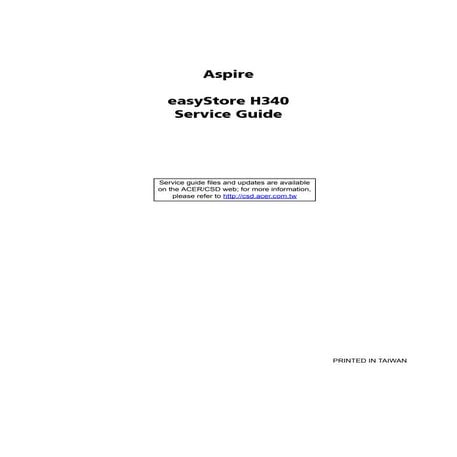 Aspire Easystore H340 Service Book
