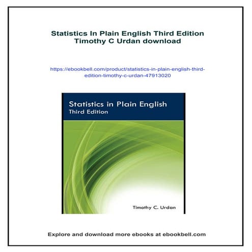 Statistics In Plain English Third Edition Timothy C Urdan