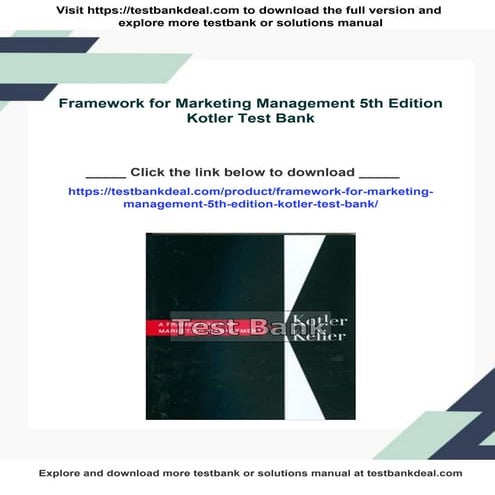 Framework for Marketing Management 5th Edition Kotler Test Bank | PDF