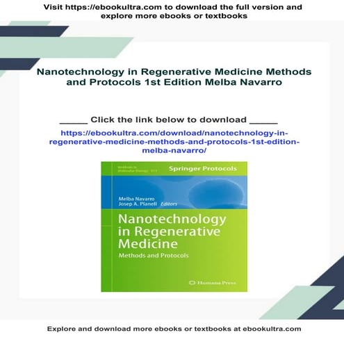 Nanotechnology in Regenerative Medicine Methods and Protocols 1st Edition Mel...