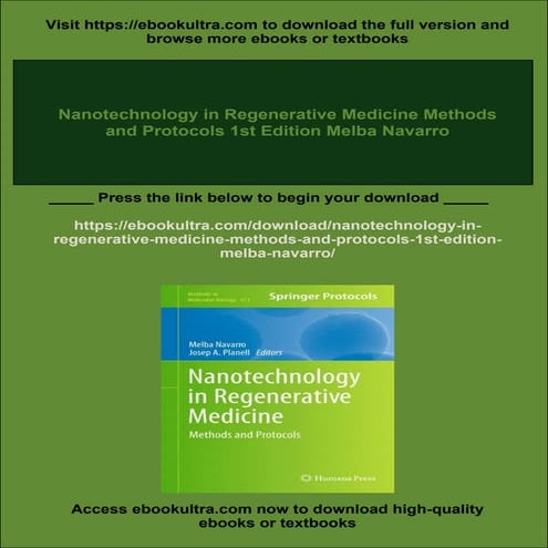 Nanotechnology in Regenerative Medicine Methods and Protocols 1st Edition Mel...