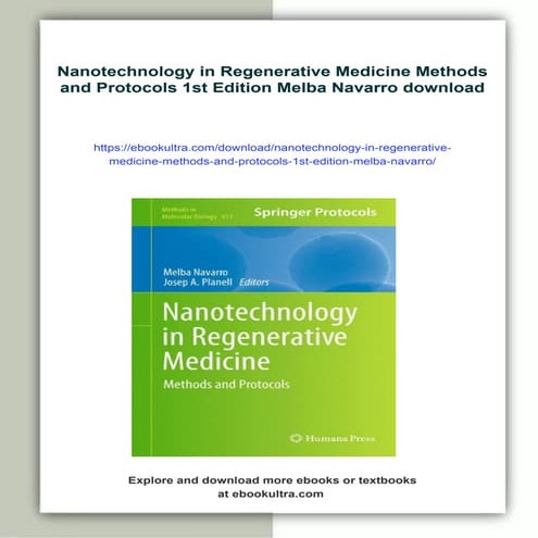 Nanotechnology in Regenerative Medicine Methods and Protocols 1st Edition Mel...