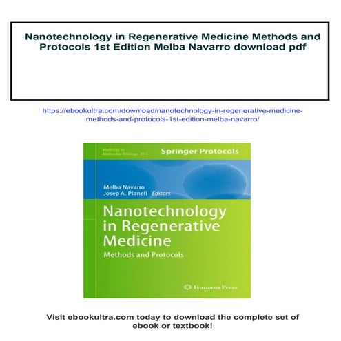 Nanotechnology in Regenerative Medicine Methods and Protocols 1st Edition Mel...
