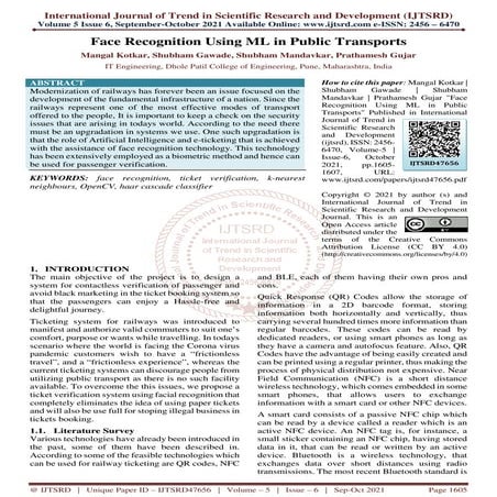 Face Recognition Using ML in Public Transports