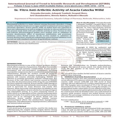 EVALUATION OF IN- VITRO ANTI INFLAMMATORY ACTIVITY | PDF