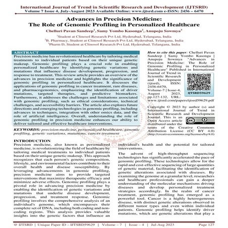 Advances in Precision Medicine The Role of Genomic Profiling in ...