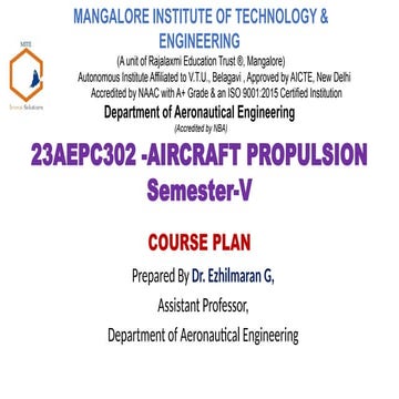 Comprehensive Course on Aircraft Propulsion Systems and Technologies | PPTX