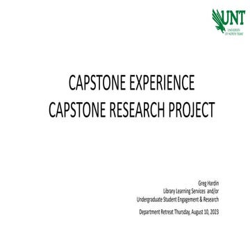 Capstone Experience Capstone Research Project