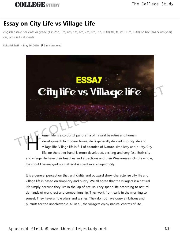 23 essay on city life vs village life the college study city life essay