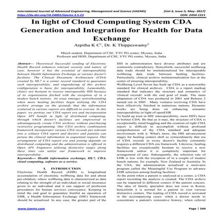 In light of Cloud Computing System CDA Generation and Integration for Health ...