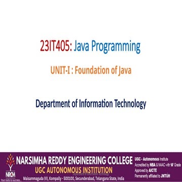 Comprehensive Introduction to Java Programming Language and Concepts | PPTX