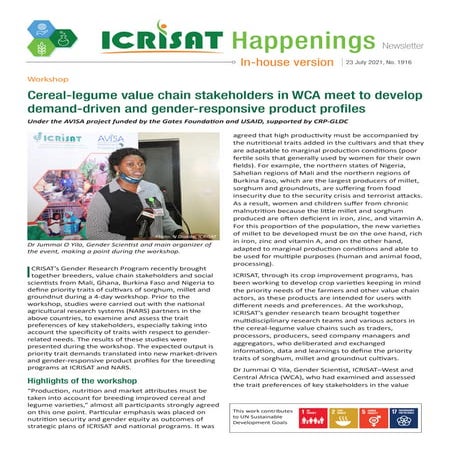 Cereal-legume value chain stakeholders in WCA meet to develop demand-driven a...