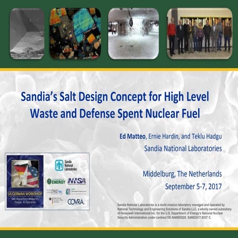 23 Sandia’s Salt Design Concept for High Level Waste and Defense Spent Nuclea...
