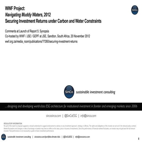 Navigating Muddy Waters: Securing Investment Returns under Carbon and Water C...