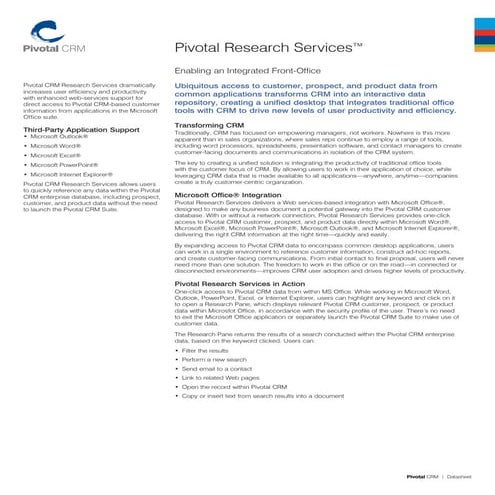  pivotal research services