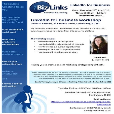 23rd July LinkedIn City Centre Workshop
