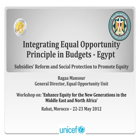 Integrating Equal Opportunity Principle in Budgets - Egypt