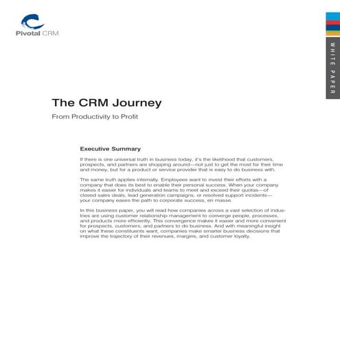 The crm journey from productivity to profit