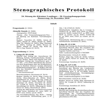 24. LTG-Sitzung am 16. Dezember 2010