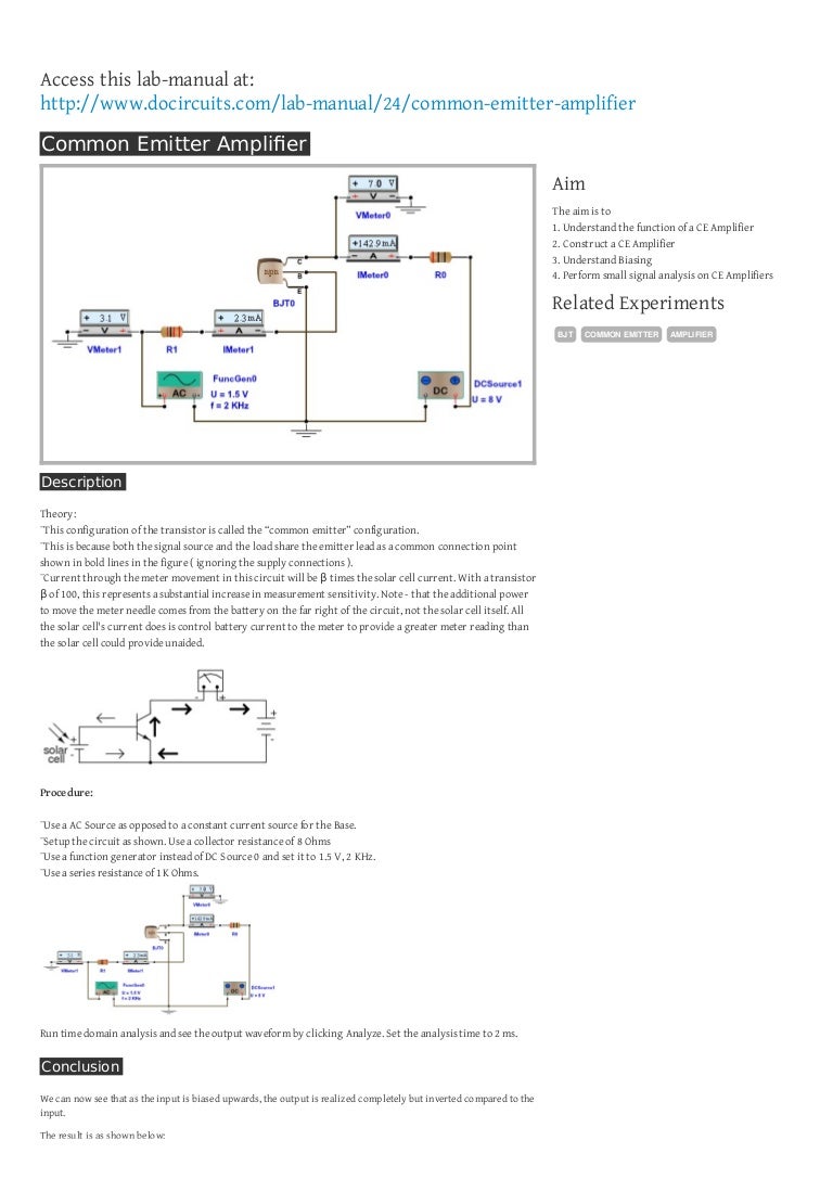 Common Emitter Amplifier Bjt