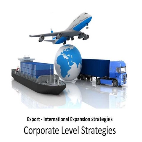 Export   international expansion strategies - corporate level strategies - St...