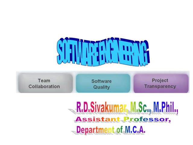 Software Engineering - R.D.Sivakumar