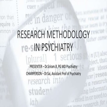 Research Methodology in Psychiatry