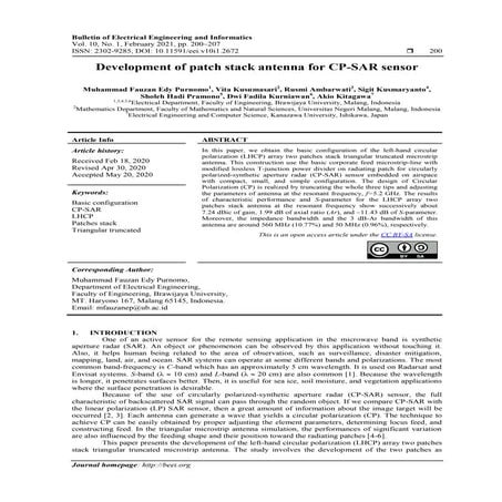 Development of patch stack antenna for CP-SAR sensor
