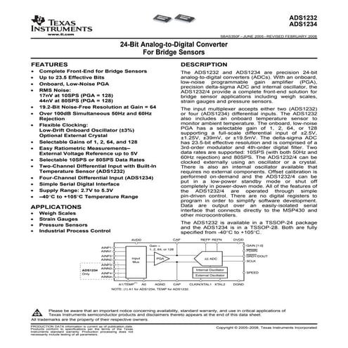 24 bit analog-to-digital converter for bridge sensors