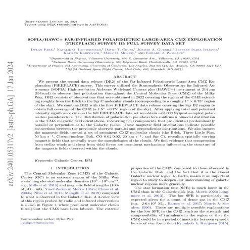 SOFIA/HAWC+ FAR-INFRARED POLARIMETRIC LARGE-AREA CMZ EXPLORATION (FIREPLACE) ...