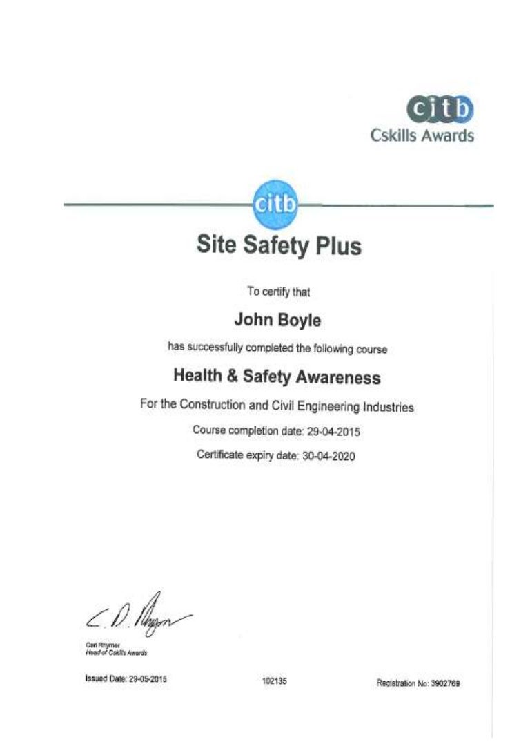 CITB Site Safety Plus Health and Safety Awareness