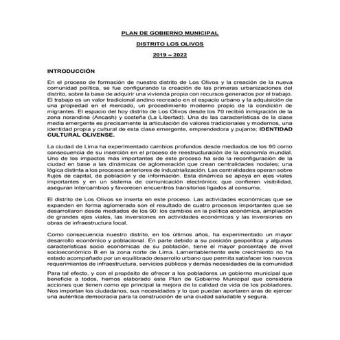 PLAN DE GOBIERNO PPS-LOS OLIVOS