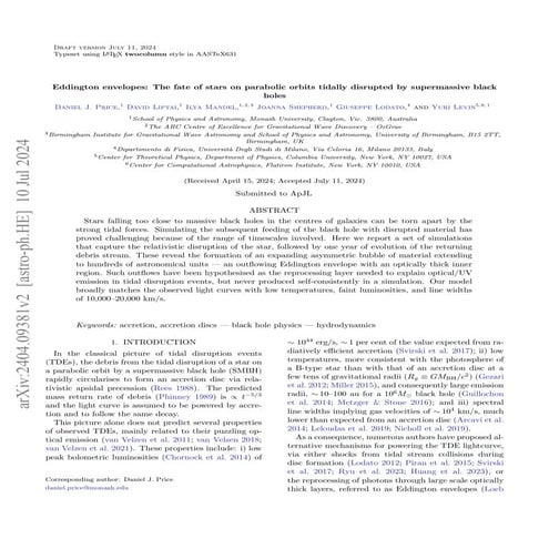 Eddington envelopes: The fate of stars on parabolic orbits tidally disrupted ...