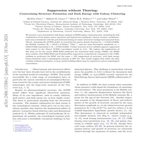 Suppression without Thawing: MIT-CTP/5731 Constraining Structure Formation an...