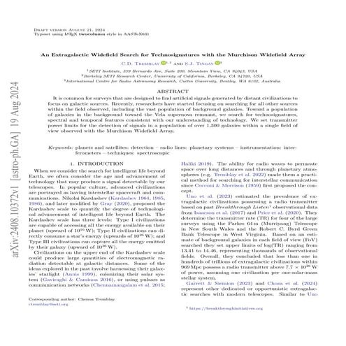 An Extragalactic Widefield Search for Technosignatures with the Murchison Wid...