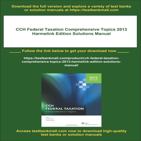 CCH Federal Taxation Comprehensive Topics 2013 Harmelink Edition ...