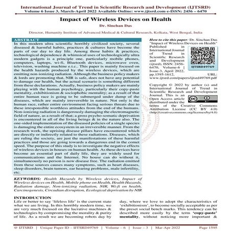 Impact of Wireless Devices on Health | PDF