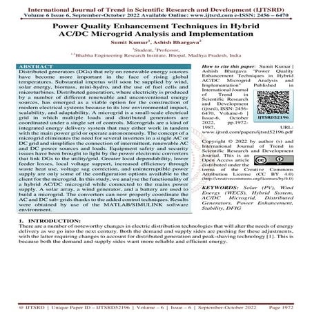 Power Quality Enhancement Techniques in Hybrid AC DC Microgrid Analysis and I...
