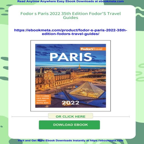 Fodor s Paris 2022 35th Edition Fodor'S Travel Guides
