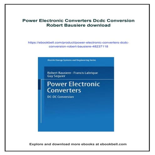 Power Electronic Converters Dcdc Conversion Robert Bausiere | PDF
