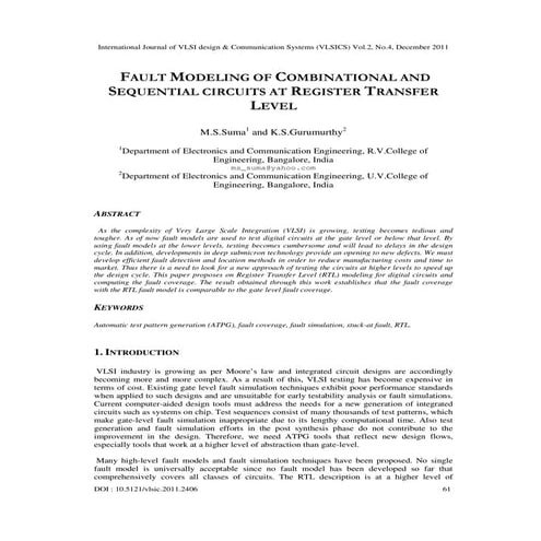 Fault Modeling of Combinational and Sequential Circuits at Register Transfer ...