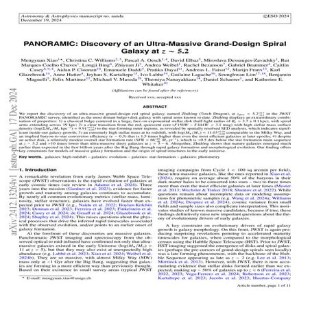 PANORAMIC: Discovery of an Ultra-Massive Grand-Design Spiral Galaxy at z ∼ 5.2