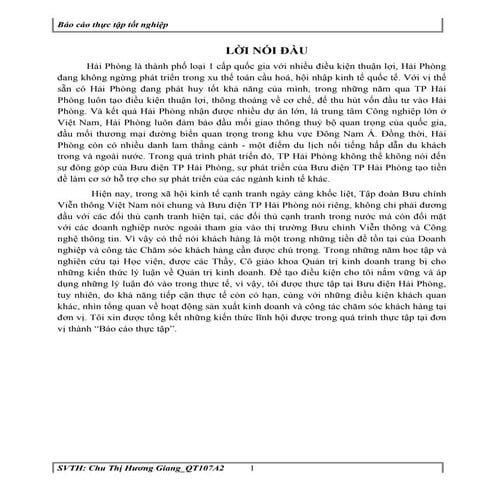 báo cáo thực tập tại bưu điện hải phòng