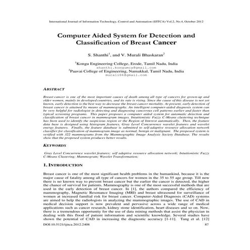 Computer Aided System for Detection and Classification of Breast Cancer