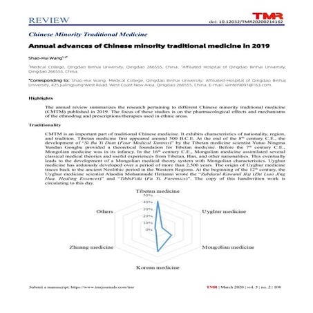 Annual advances of Chinese minority traditional medicine in 2019